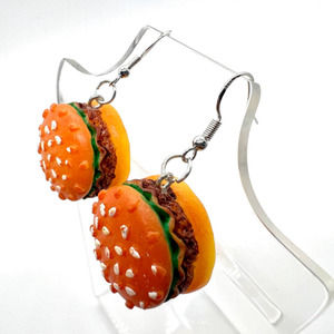 Hamburger Earrings - Statement Earrings - Novelty Earrings - Burger Earrings